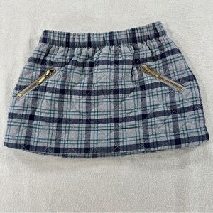 Janie & Jack Girl's Riding Gray Plaid Mini Skirt with Zipper Pockets Sz 3-6 Mo.